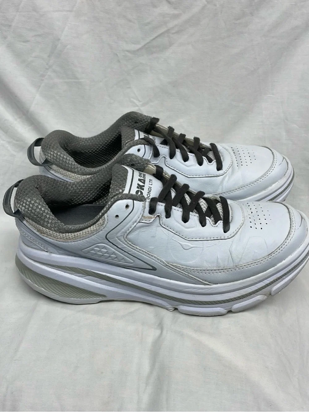 Hoka Bondi LTR Men's White and Gray Cushioned Sneakers sz 9